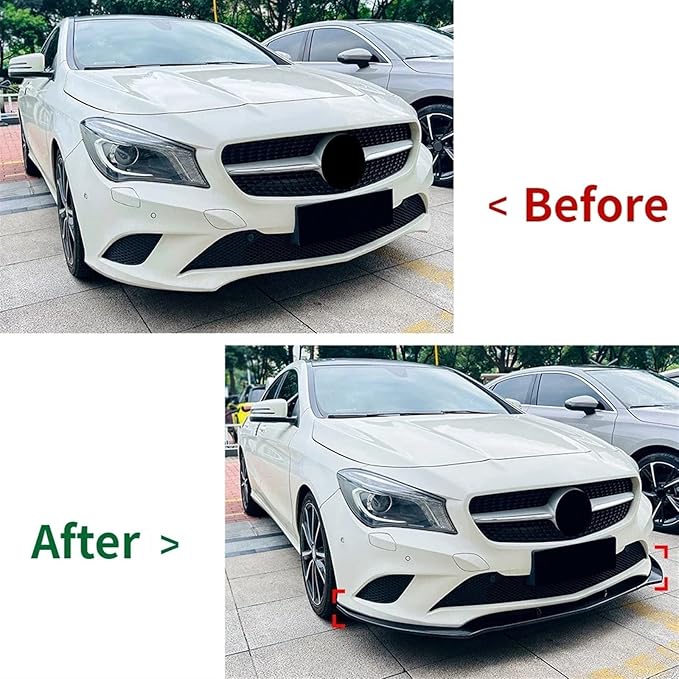 Car Front Lip Bumper Front Bumper Splitter Glossy Black Compatible for Benz CLA C117 CLA200 CLA220 CLA250 2013-2015(Gloss Black)