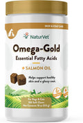 NaturVet – Omega-Gold Plus Salmon Oil | Supports Healthy Skin &amp Glossy Coat | Enhanced with DHA EPA Omega-3 &amp Omega-6 | for Dogs &amp Cats | 180 Soft Chews