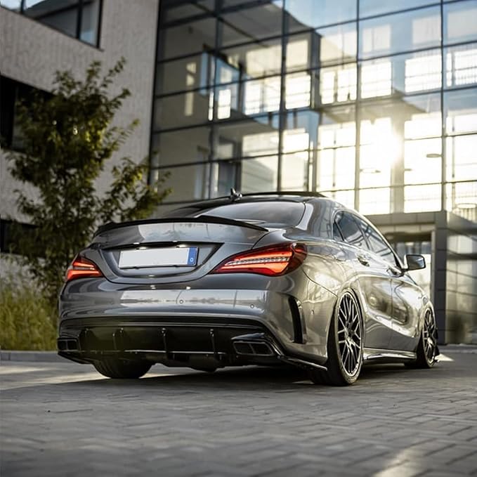 Rear Diffuser Lip Shark Fin for Benz CLA W117 CLA45 AMG 2016-2019 Black