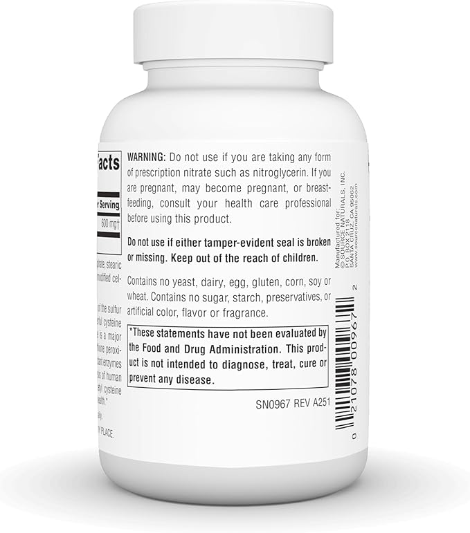 Source Naturals N-Acetyl Cysteine Antioxidant Support 600 mg Dietary Supplement that Supports Respiratory Health* - 120 Tablets
