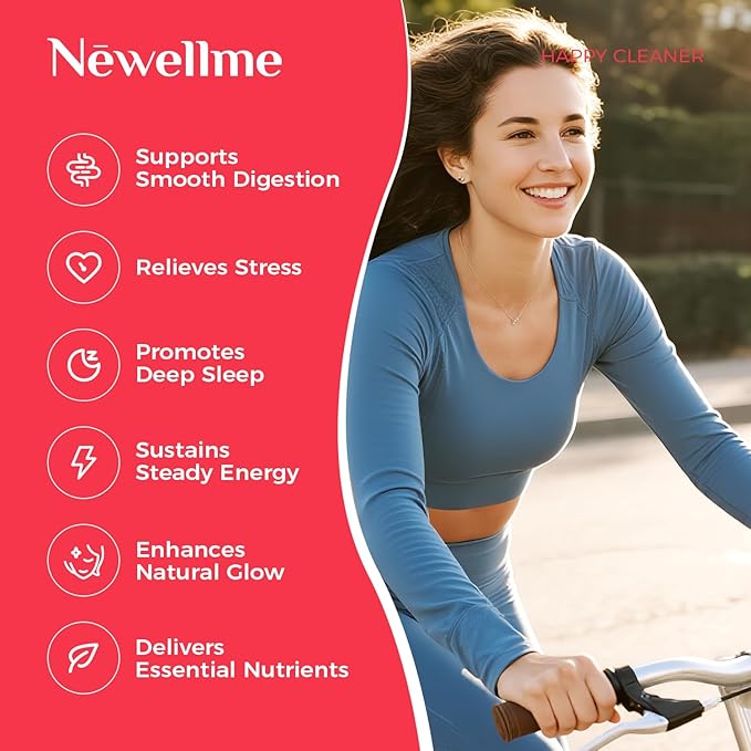 NEWELLME Happy Cleaner Digestive Supplement Powder Gut Health Drink Mix with Probiotics Digestive Enzymes &amp Fiber Supports Digestion and Bloating Watermelon &amp Berry Variety 28 Sachets (2