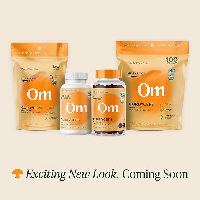 OM MUSHROOM SUPERFOOD Cordyceps Mushroom Capsules Superfood Supplement 90 Count 30 Days Organic Energy Supplement for Stamina and Endurance