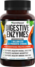 FarmHaven Digestive Enzymes with 18 Probiotics &amp Herbs | Papaya Bromelain Protease &amp More for Lactose Absorption &amp Better Digestion | Helps Bloating Gas Constipation | Vegetarian 60 C