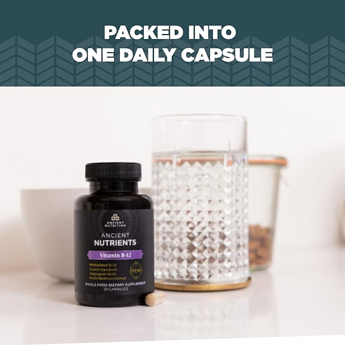 Ancient Nutrition Vitamin B12 Supplement Supports Energy Metabolism and Nervous System Health Adaptogenic Herbs Enzyme Activated Paleo &amp Keto Friendly 30 Capsules