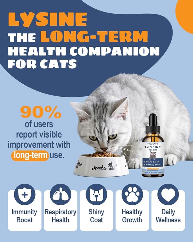 L-Lysine Supplement for Cats - Immune Support - 60ML Lysine for Feline Respiratory Sneezing Runny Nose Eye Function Mushrooms for Dogs - Turkey Tail Mushroom for Dogs - Gut Skin Joint Health