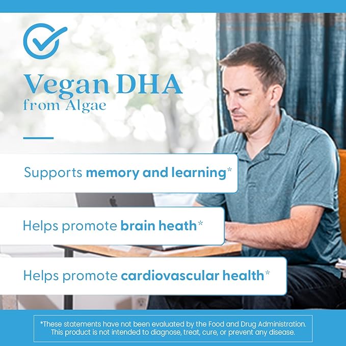 Doctors Best Vegan DHA from Algae - Vegan Plant Based Omega 3 Supplement for Women &amp Men Supports Memory Brain &amp Cardiovascular Health Non-GMO Gluten Free Soy Free - 60 Veggie Softgels