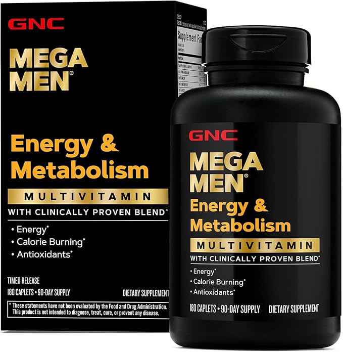 GNC Mega Men Energy &amp Metabolism Multivitamin | Antioxidants and Increased Calorie Burning | 180 Count