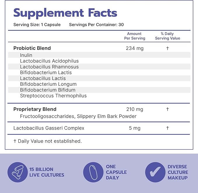 Bari Life Probiotic Supplement Post-Op Bariatric Probiotics for Digestive Health 30 Easy to Swallow Capsules 15 Billion CFU