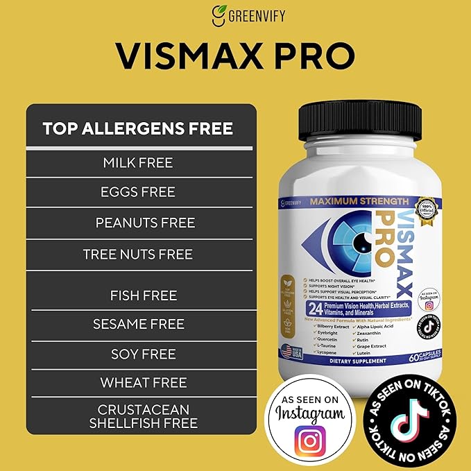 Vision Pro Max Eye Health Supplement 24 Premium Herbal Extracts Vitamins &amp Minerals 60 Capsules (2)