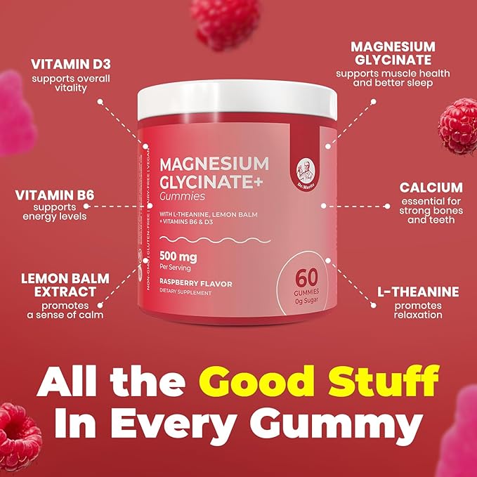 Award Winning Magnesium Glycinate Gummies for Adults &amp Kids - with L-Theanine &amp Lemon Balm - Magnesium Gummies for Women &amp Men for Relaxation Support - No Sugar Added Non-GMO (120 Count)