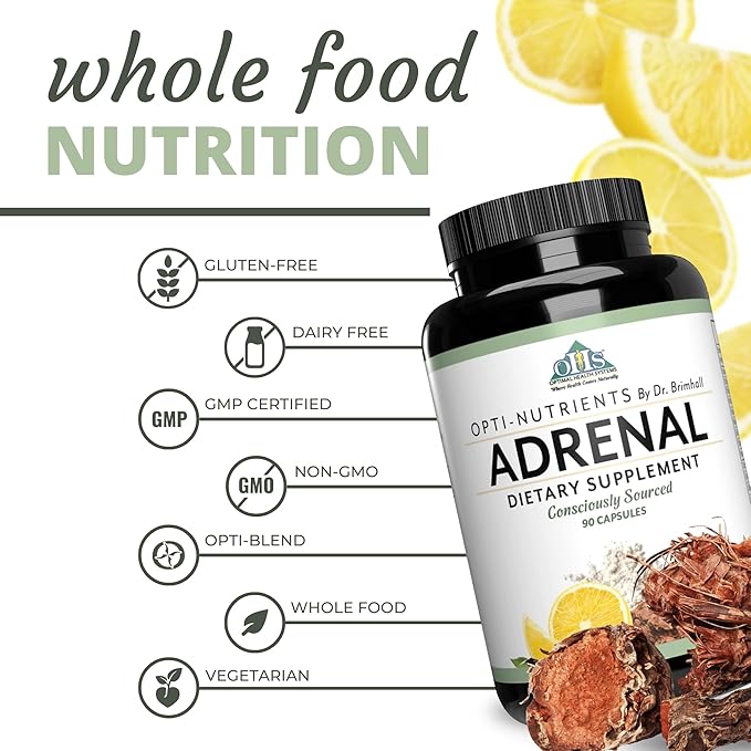 Optimal Health Systems Opti-Adrenal | Adrenal Restore Supplement | Adrenal Powder Glandulars Rhodiola Root &amp 10+ Key Nutrients | 90 Capsules...