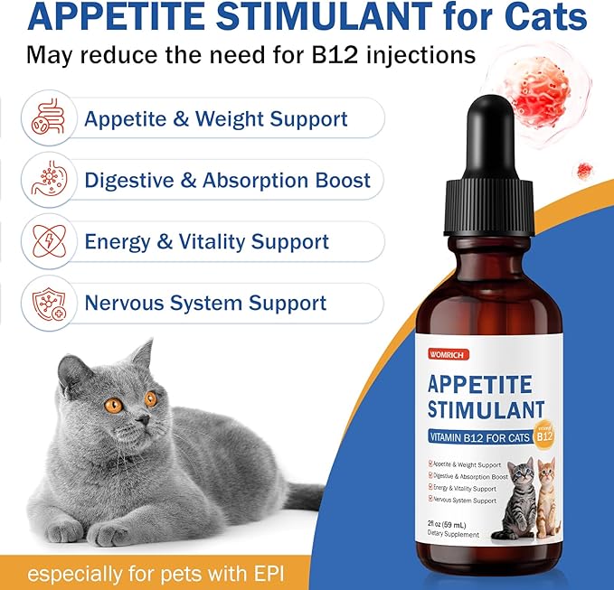 Cat Appetite Stimulant Methylcobalamin Vitamin B12 for Cats – for Energy Appetite &amp Red Blood Cell Support – Treatment of EPI in Cats