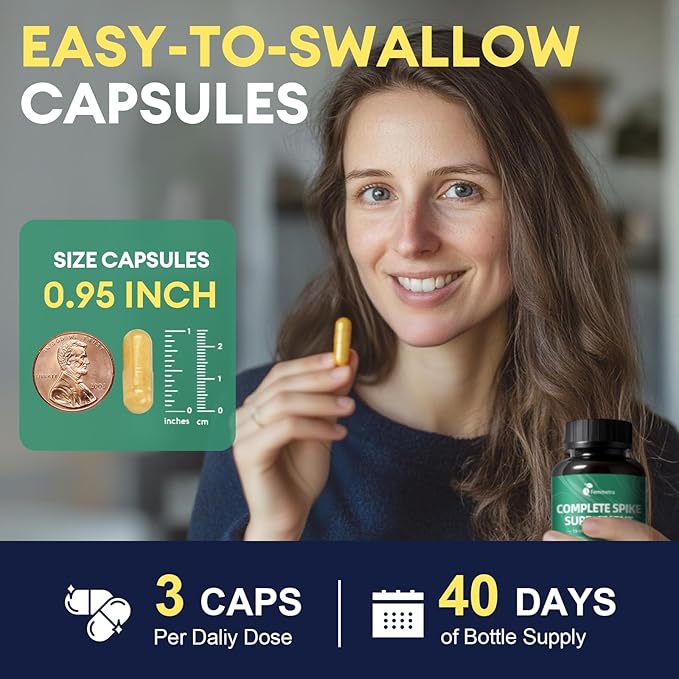 Spike Protein Cleanse Capsules Nattokinase Supplement 8000FU with Bromelain 600mg Curcumin &amp Quercetin etc. 13-in-1 Immune Support Supplement for Daily Health Vegan Non-GMO 120 Capsules