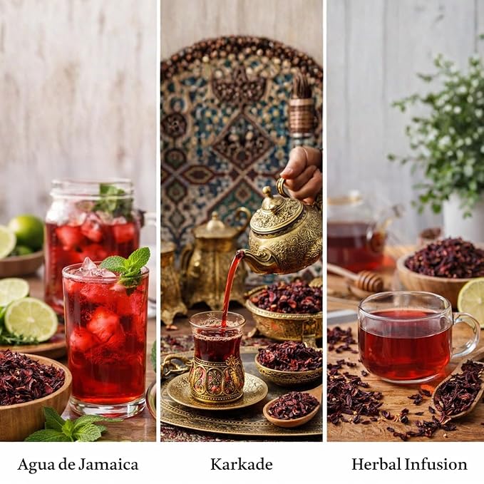 2lb Dried Whole Hibiscus Flowers and Petals Flor de Jamaica Sorrel Flower Zobo Flower perfect for Tea and Mexican Agua Fresca by Mecca Foods | perfect for Mexican Agua Fresca Tea Flor de Jamaica