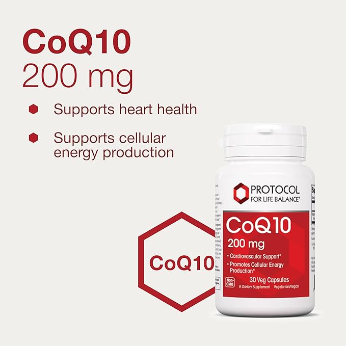 PROTOCOL FOR LIFE BALANCE CoQ10 200 mg - for Heart Health* - Heart Supplements for Men &amp Women* - Vegan &amp Non-GMO - 30 Veg Capsules
