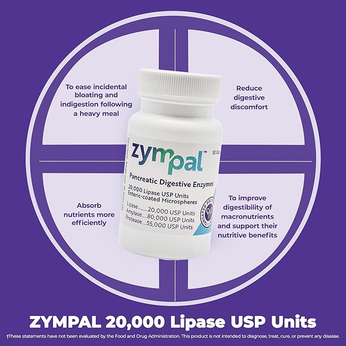 Pancreatic Digestive Enzymes 20000 Lipase USP Units – High-Potency Pancreatic Digestive Enzyme Supplement for Gas Bloating &amp Indigestion Relief–Gut Health &amp Nutrient Absorption – 50 Capsules