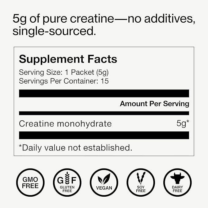 Momentous Creatine Monohydrate Powder - Creatine Powder - Supports Strength Lean Muscle &amp Recovery for Men &amp Women - NSF Certified for Sport - 5 g per Serving - 15 Servings