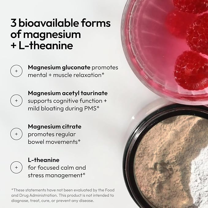 Moon Juice Magnesi-Om Magnesium Powder Supplement - Chelated Magnesium Complex + L-Theanine Blend for Rest Relaxation &amp Regularity - Vegan Non-GMO &amp No Sugar Berry Sticks 0.14 oz 18 Servi