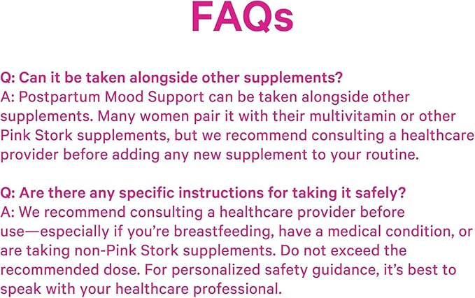 Pink Stork Postpartum Mood Support - Postnatal Hormone Balance for Women - Breastfeeding Friendly New Mom Essentials - Ashwagandha Chamomile &amp Vitamin D - Stress &amp Mood 60 Capsules