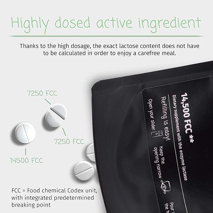 LactoJoy Lactase Pills 14.500 FCC I 240 Pieces Refill Package I Powerful Lactase Enzymes for Lactose Intolerance I Ultra Pure Lactase for Improved Digestion I 100% Vegan