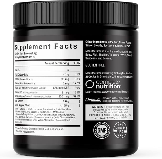 Elite GolElite Gold Amino Uptake Green Apple Amino Acid Supplement Increase Energy Support Muscle Recovery Beta Alanine L Citrulline (30 Servings)