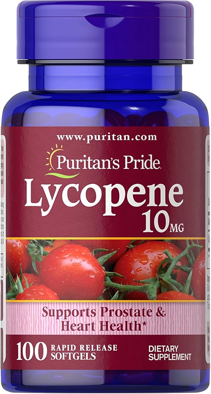 Puritan's Pride Premium Lycopene 10mg Dietary Supplement for Prostate Antioxidant Heart Health and Overall Health Support 100 Softgels (Pack of 2)