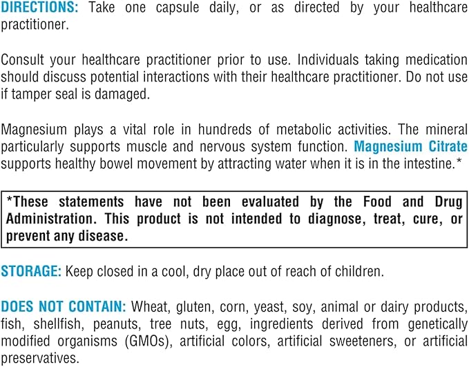 XYMOGEN Magnesium Citrate Capsules - Vegan Magnesium Supplement for Women + Men - Regularity Muscle Bone + Heart Health Supplements (120 Capsules)