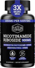 Black Forest NAD Nicotinamide Riboside 900 mg (Liposomal Nicotinamide Riboside 900mg Resveratrol Quercetin 500mg &amp 150mg of NAD Resveratrol Supplement) 1550 MGS NR Supplement 900mg NAD+
