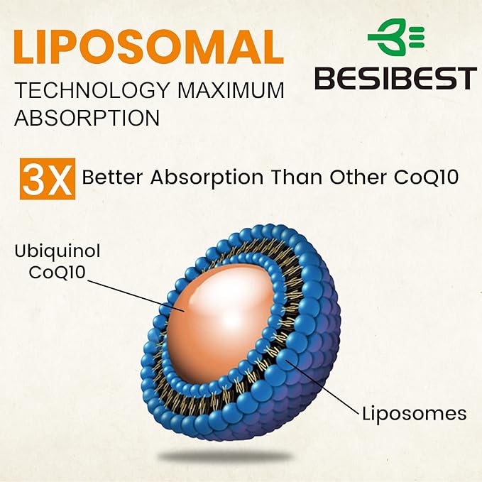 1000mg Liposomal CoQ10 Ubiquinol 120 Vegan Softgels High Absorption Ubiquinol CoQ10 Supplement Active Antioxidant Form of Coenzyme Q10 for Heart Function &amp Energy Production