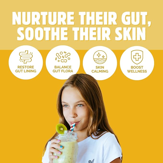 Root &amp Harmony Glutabiotics Kids Probiotic &amp L-Glutamine Powder Daily Children's Gut Health Skin &amp Immune Support Supplement Unflavored Dairy Free Gluten Free 10 Billion CFU Powder