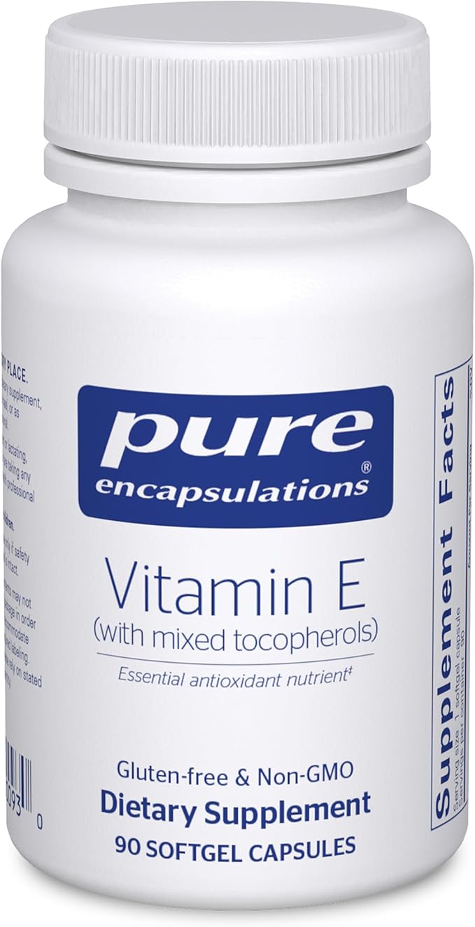 Pure Encapsulations Vitamin E (with Mixed Tocopherols) - Antioxidant Protection &amp Cellular Function - Contains Mixed Tocopherols - Non-GMO - 90 Softgel Capsules