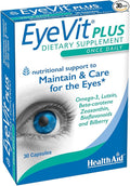 EyeVit Plus – Once-Daily Eye Health Supplement | 30 Capsules | Contains Omega-3 Lutein Beta-Carotene Zeaxanthin Bioflavonoids &amp Bilberry