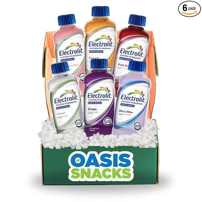 Oasis Snacks Electrolit Premium Hydration Electrolyte Beverage Multi Flavor Variety 21 Fl Oz (6 Flavor Variety Pack of 6)