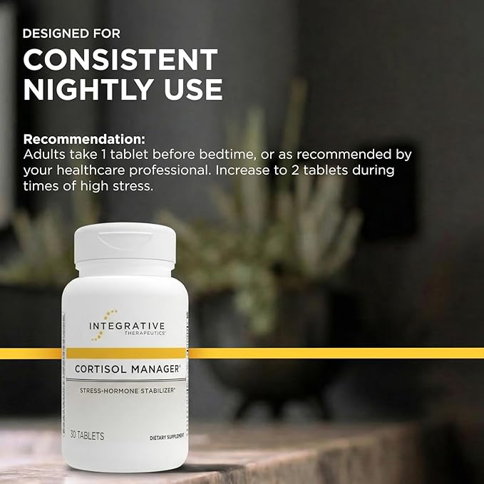Integrative Therapeutics Cortisol Manager - Balance Cortisol &amp Support Relaxation for Restful Sleep* - Includes Ashwagandha &amp L-Theanine for Confidence with Less Stress* - 30 Tablets (15 Servi