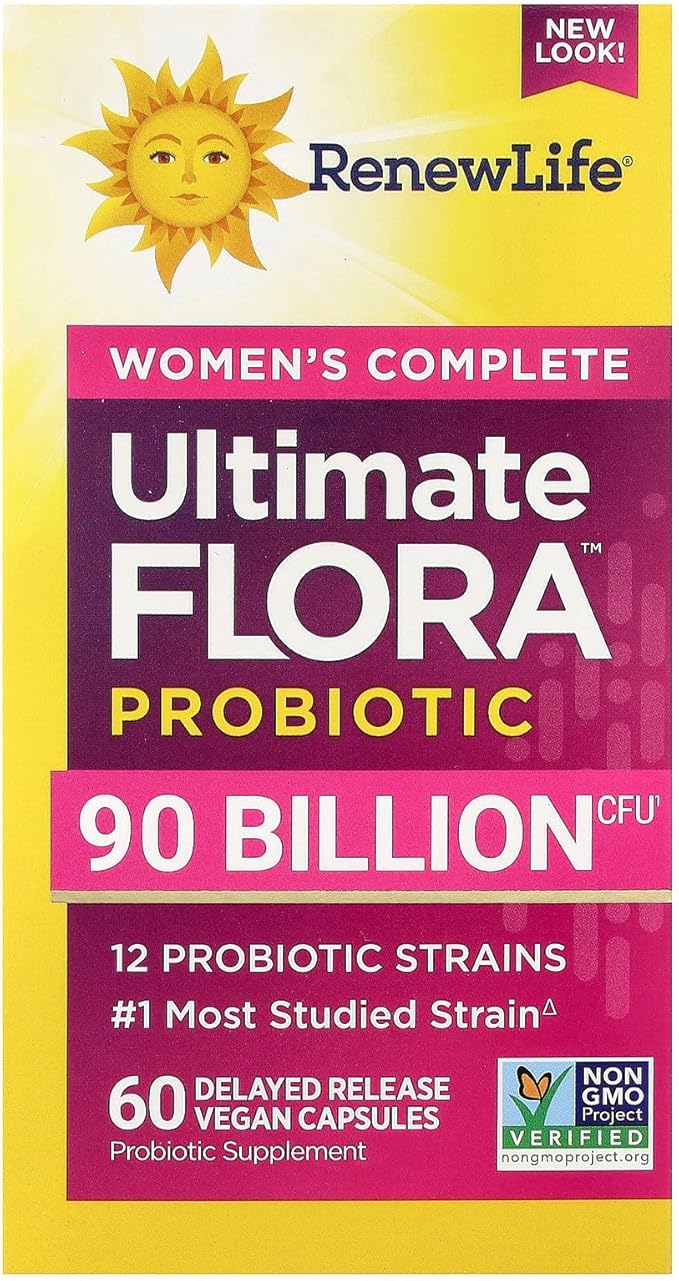 Renew Life Women's Probiotic Capsules Supports pH Balance for Women Vaginal Urinary Digestive and Immune Health L. Rhamnosus GG Dairy Soy and Gluten-Free 90 Billion CFU - 60 Ct