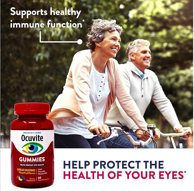 Ocuvite Eye Health Gummies Mixed Fruit Flavors 60 Count (Pack of 2)