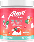Alani Nu Pre Workout Powder Strawberry Sunrise Amino Energy Boost Endurance Supplement Sugar Free 200mg Caffeine L-Theanine Beta-Alanine Citrulline 30 Servings