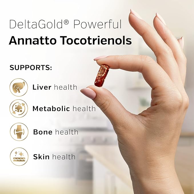 Sunergetic Premium Annatto Tocotrienol Supplement – with DeltaGold – Tocotrienols Vitamin E 300 mg – Supports Liver Immune &amp Heart Health - Delta + Gamma Tocotrienols (30 Liquid Capsules)