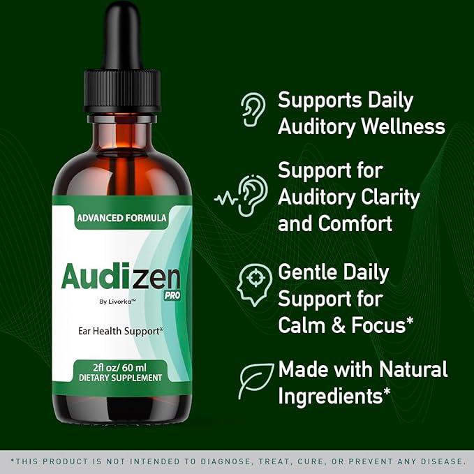 (5 Pack) Audizen Pro - Original Audizen Pro Drops for Healthy Ringing Ear Support Oral Supplement Drop All Natural Clean Liquid Formula Auditory Wellness and Inner Ear Balance 5 Bottles for 5 Months