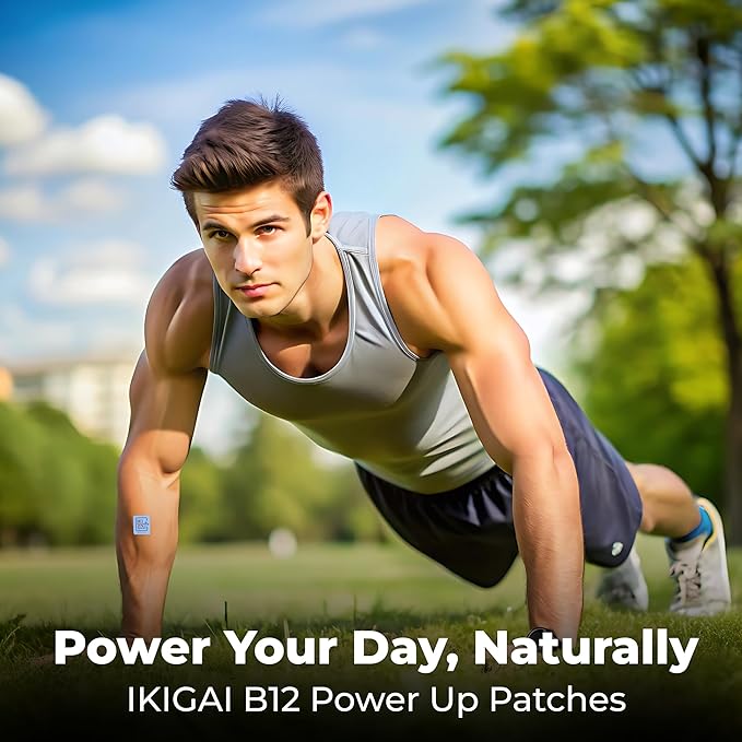 IKIGAI B12 Energy Transdermal Patch – Vitamin B12 B1 &amp Vitamin C Daily Skin Patch | 30 Peel &amp Stick Plant-Based Vitamin Patches for Men &amp Women | Pill-Free Supplement Alternative | Extern