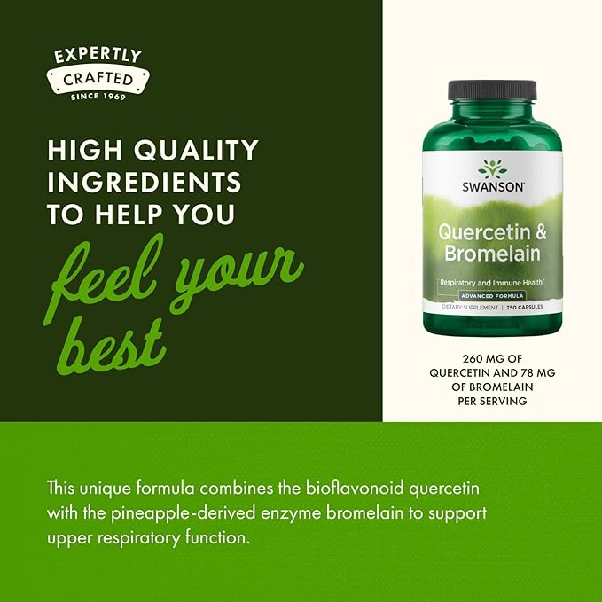 Swanson Quercetin &amp Bromelain- Supplement- Unique Natural Formula-(250 Capsules 260/78mg Each) (2 Pack)