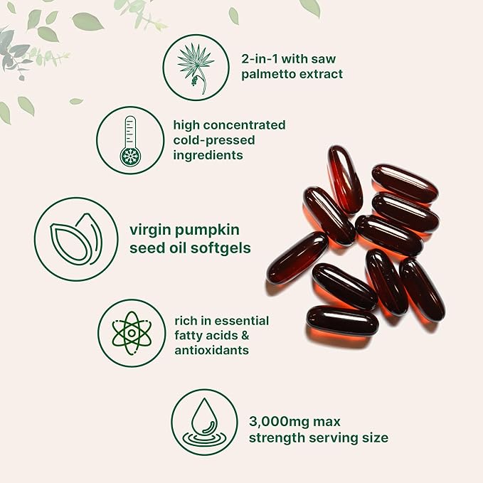 Micro Ingredients Pumpkin Seed Oil with Saw Palmetto 3000mg Softgels &amp Mega Probiotics 200 Billion CFU Veggie Capsules | 2 Pack | Cold Pressed Virgin Oil | 40 Strains + Inulin Acacia &amp Brom