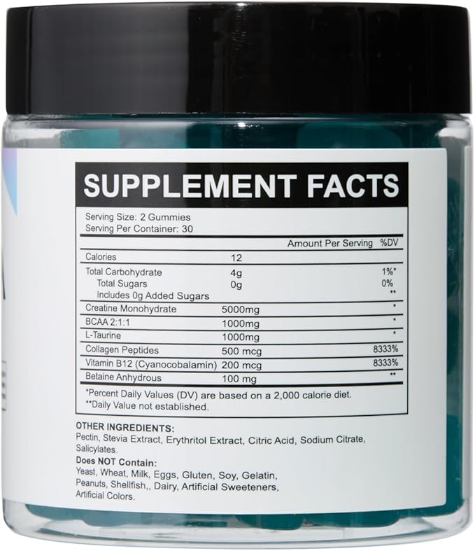 Daily Creatine Complex Gummies – 4.5g Active Blend with Essential Electrolytes – 2 Gummies per Day | 60 Count Jar | Supports Daily Vitality &amp Hydration (Pack of 3 Blue Razz Flavor)