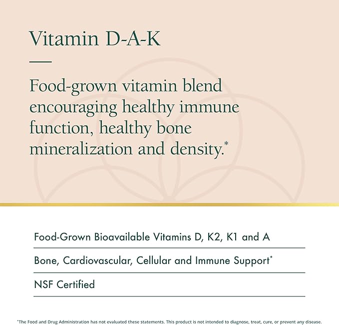 Natura Health Products D-A-K (ADK) – D3 5000 IU K2 50 mcg K1 550 mcg &amp Vitamin A 1000 IU – Bone Heart &amp Immune Support – Fat-Soluble Calcium Metabolism – 60 Vegetarian Capsules