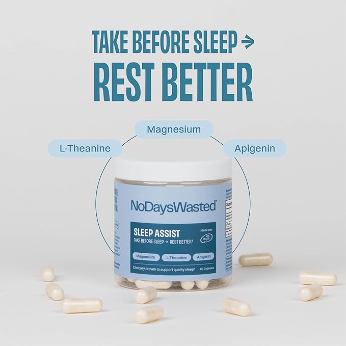 Magnesium Supplement - Magnesium Threonate Chelated Magnesium Bisglycinate L-Theanine &amp Apigenin - Rest Assist - Powerful Blend for Restful Nights - 120 Capsules