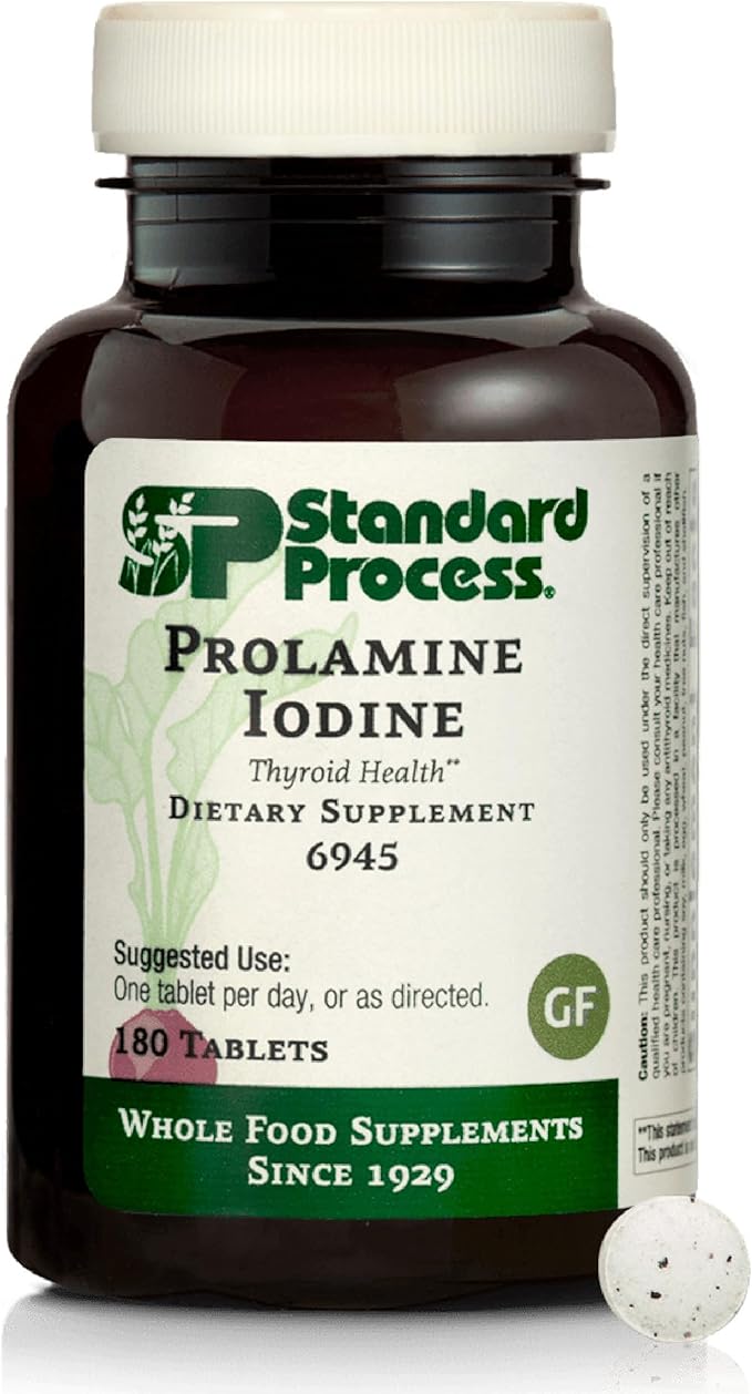 Standard Process Prolamine Iodine Thyroid Health Dietary Supplement - Vegan Gluten-Free Non-Dairy &amp Non-Soy - Essential Endocrine Support - 180 Tablets