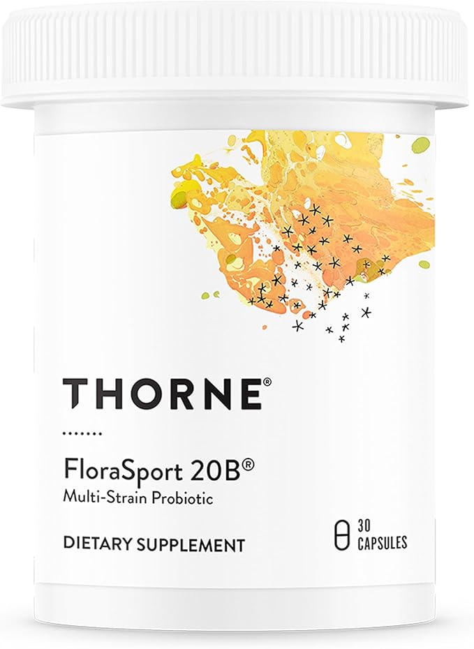 THORNE - FloraSport 20B - Shelf-Stable Probiotic Blend - Supports Gut Immune &amp Digestive Health - Occasional Gas Bloating Diarrhea &amp Constipation Relief* - NSF Certified for Sport - 30 Caps