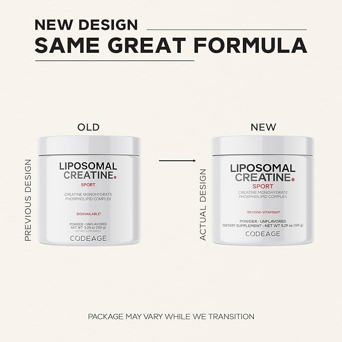 Codeage Liposomal Creatine Powder Supplement Pure Creatine Monohydrate 5000mg Pre Workout &amp Post Workouts - Unflavored Creatine Micronized Creatine Powder - Creatinine for Sports - 30 Servings