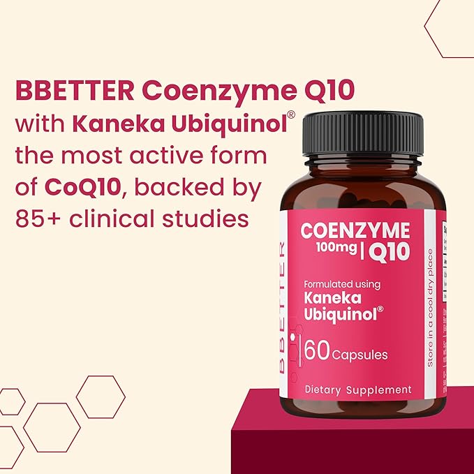 BBETTER CoQ10 – 100 mg with Kaneka Ubiquinol® Active Form of Coenzyme Q10 -Supports Cellular Health &amp Natural Energy Production- High-Absorption Formula - 60 Softgels
