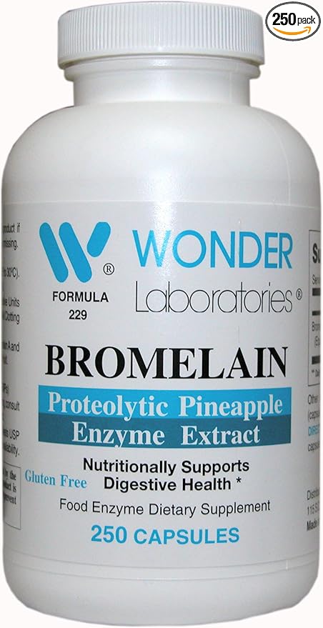 Wonder Labs Bromelain 2000 150mg Proteolytic Pineapple Enzyme Extract Nutritionally Supports Digestive Health - 250 Capsules